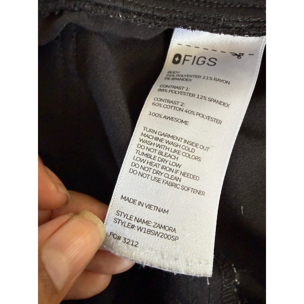 Figs Scrubs Black New Casma Top XL Preowned Zamora Pants Size Large - Picture 4 of 10